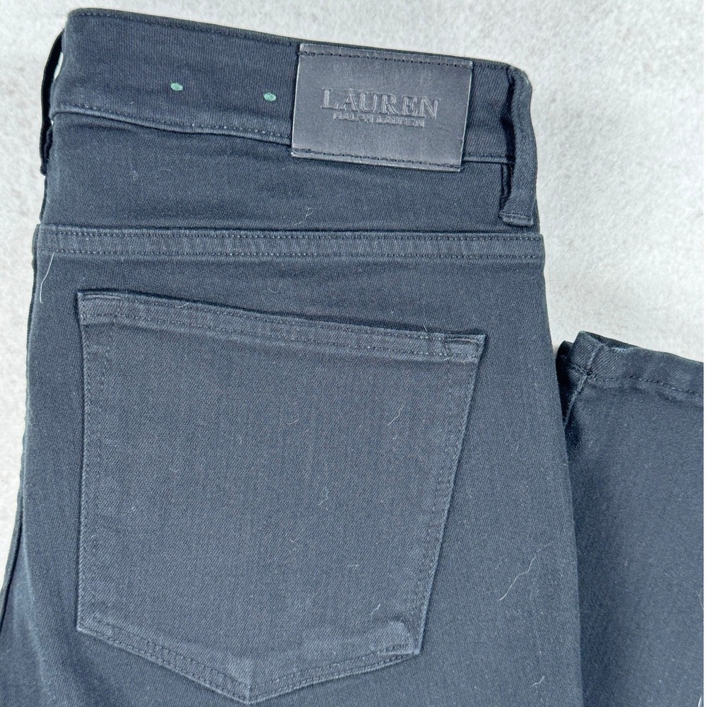 Lauren Ralph Lauren Modern Straight Curvy Black Jeans Women's 12 Stretch Denim